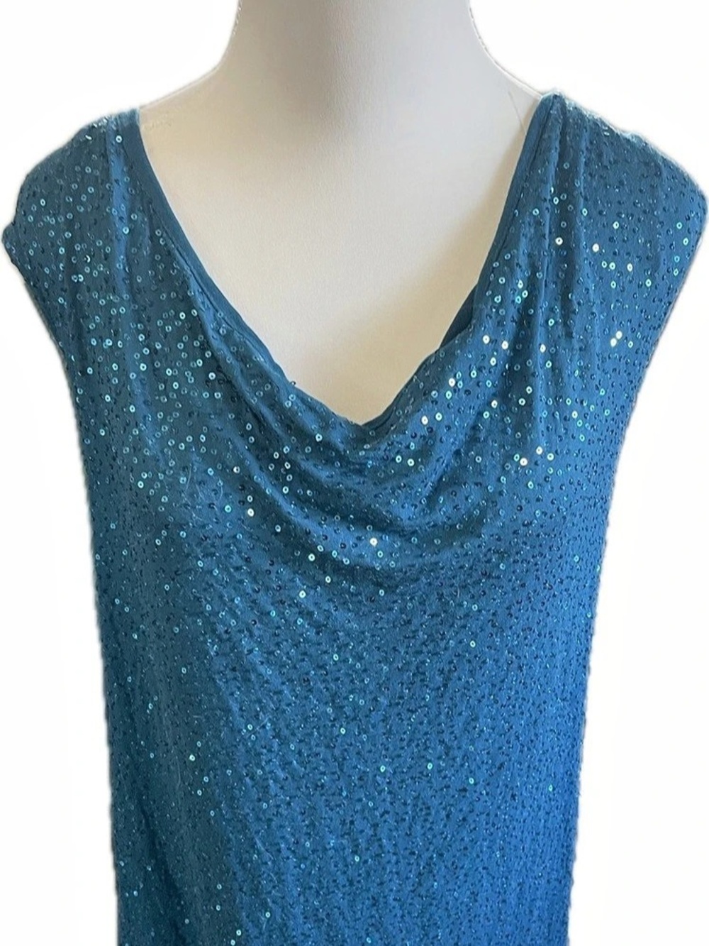 Charter Club Sequin Cowl Neck Top in Blue Size 3X